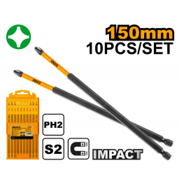 SET PUNTAS PH2 150mm LARGAS IMPACTO INGCO SDBIM11PH263